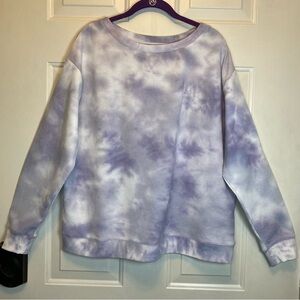 SPLENDID Tie Dye Sweatshirt Lilac and White Boatneck Sz L Soft Like New